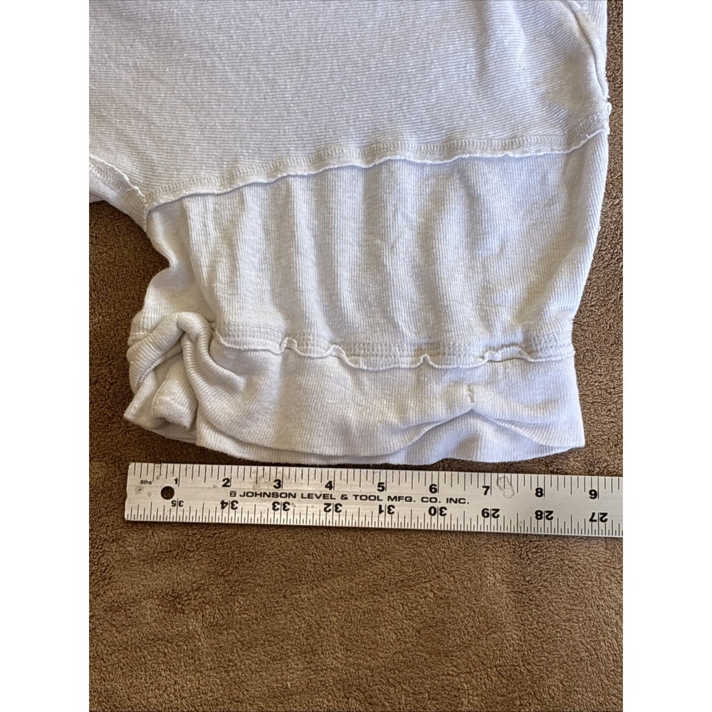 Free People Women's Top Medium Cream Heritage Slub Henley Granola Girl Oversized - Picture 5 of 14